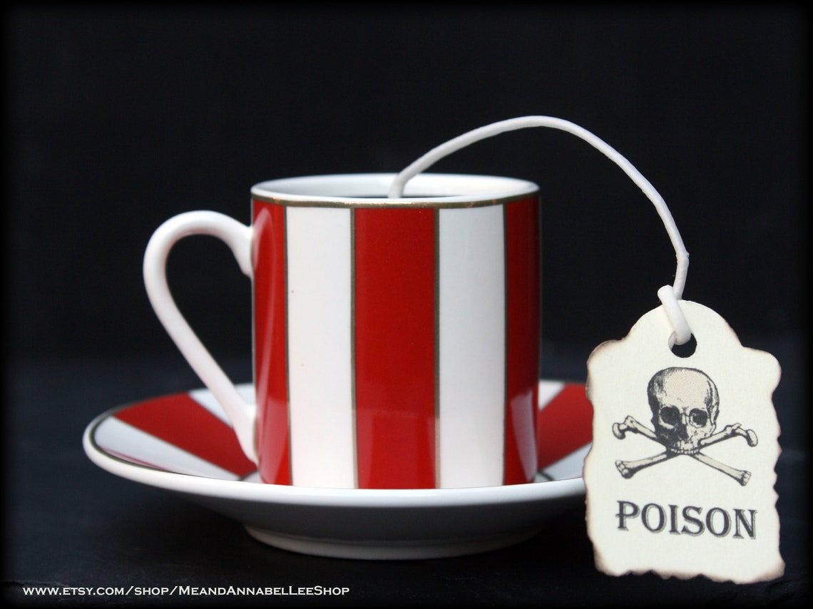 Red and White Stripe Gothic Espresso Cup Candle Cup & Saucer Etsy