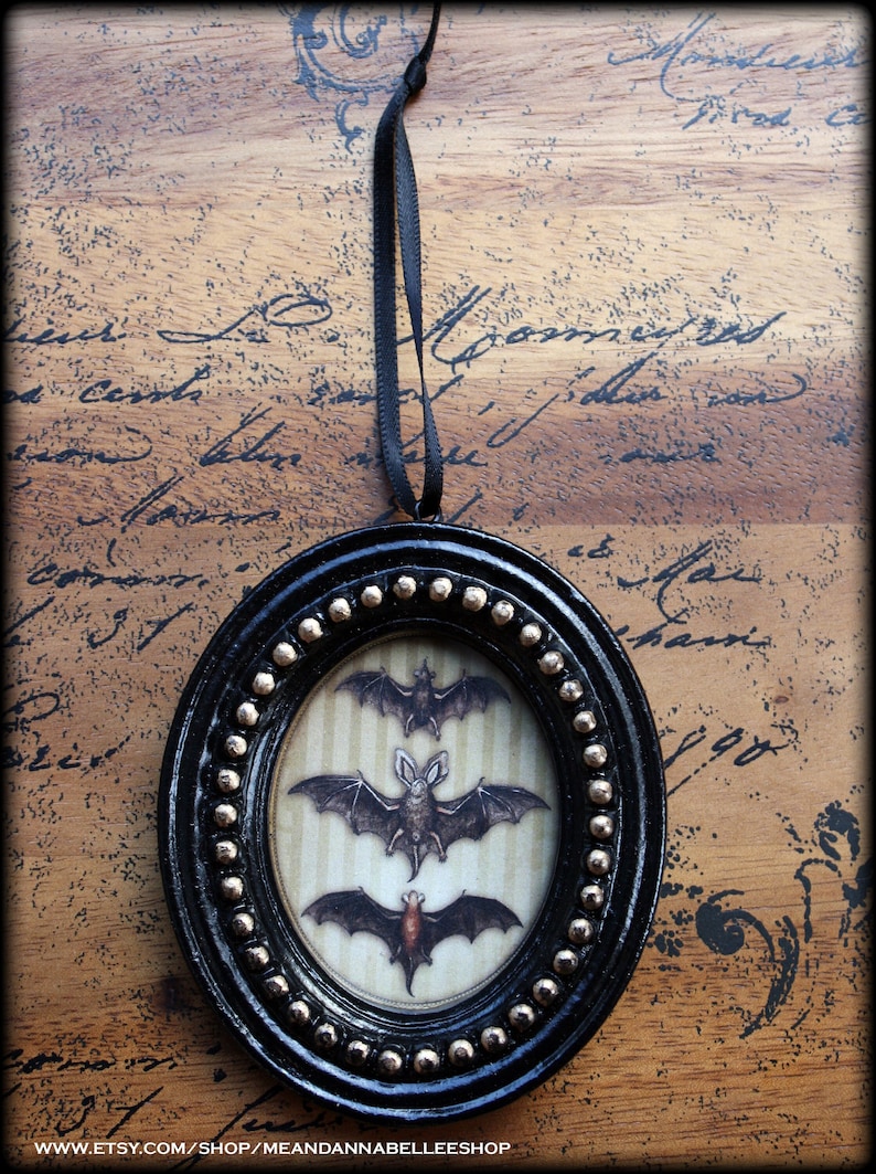 Victorian Bats Ornament Gothic Christmas Halloween Decoration Hexmas Xmas Decor Creepy Holiday Victorian Vampire Gothmas image 1