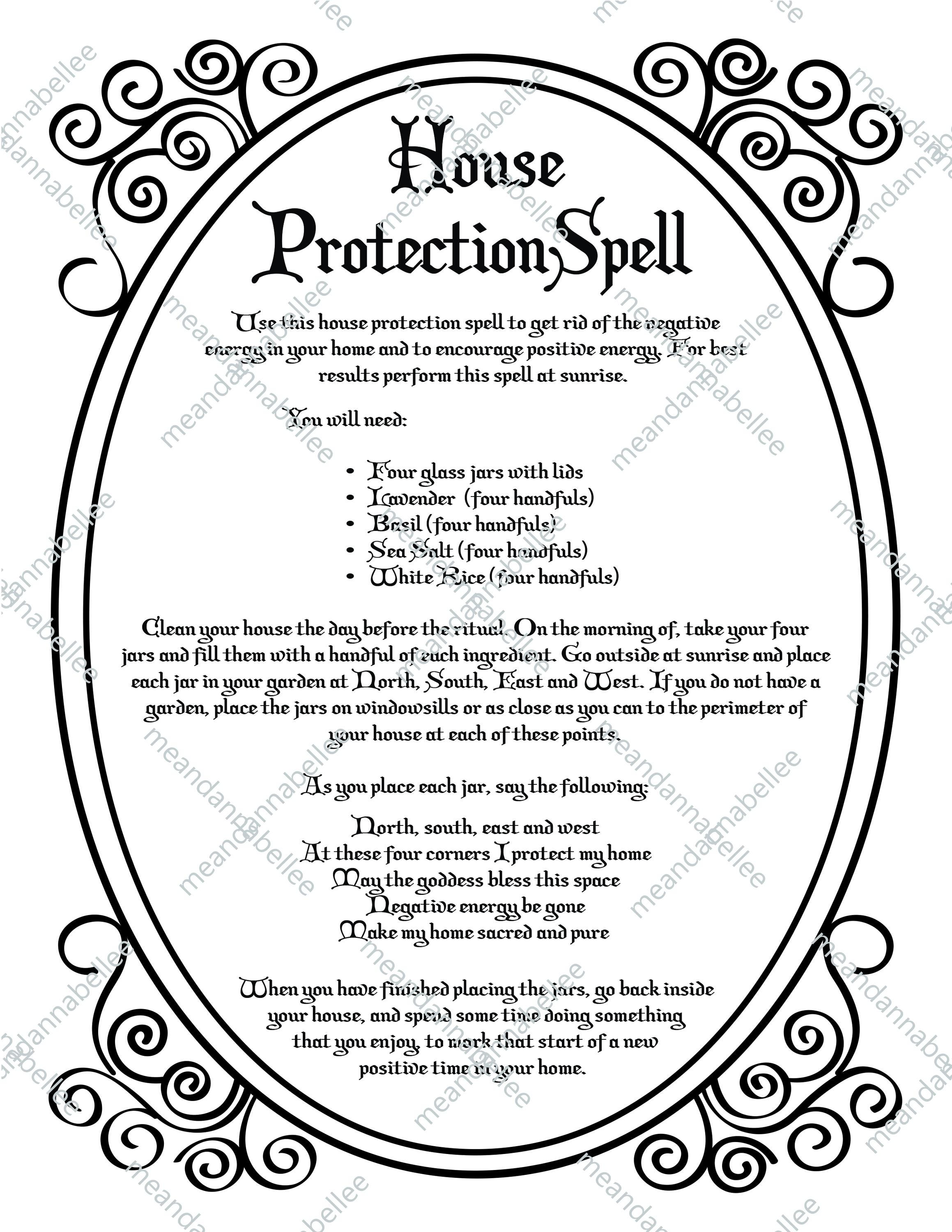 NEW Witches' House Protection Spell Image | Digital Clipart | Instant Download | Halloween Decor | Pagan Dinner Party | Wiccan Spell Napkins