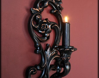 Victorian Gothic Wall Sconce Candle Holder | Vintage Syroco | Hollywood Regency | Goth Home Decor | Ornate Baroque Candlestick