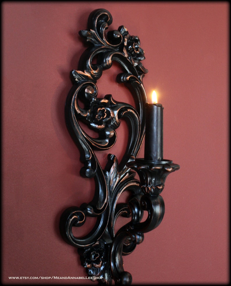 Victorian Gothic Wall Sconce Candle Holder Vintage Syroco Etsy