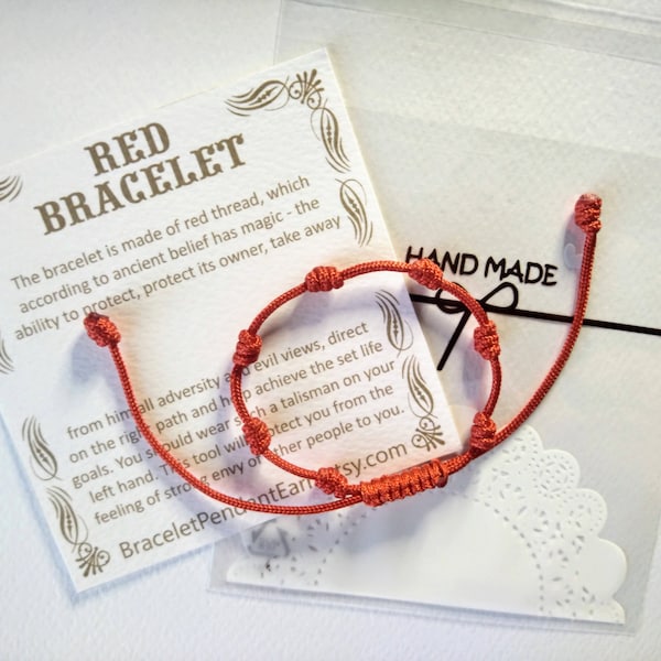 Red bracelet 7 knots Red String Bracelet Red Kabbalah Bracelet buddhist yoga bracelet red amulet braided bracelet Good Luck red thread