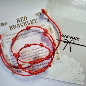 2 Red bracelets 7 knots Red String Bracelet Red Kabbalah Bracelet buddhist yoga bracelet red amulet braided bracelet Good Luck red thread