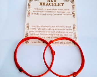 2 Red Bracelets Male and Female Bracelets Red String Good luck Bracelet kabbalah Red Thread Friendship Buddhist bracelet