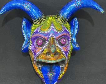 Paper mache mask 52cm x 30cm handmade acrylic paint