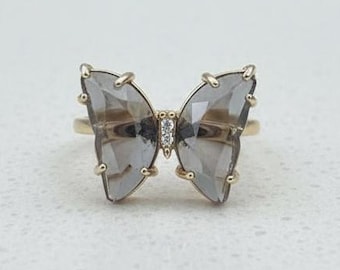 Gold Butterfly Czech Glass Adjustable Ring