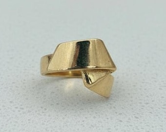 Modern Architectural Gold Sculptural Ring