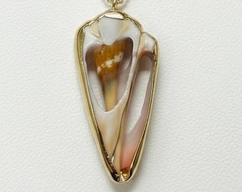 olden Shell Pendant Necklace • Natural Cut Sea Shell • One of a Kind