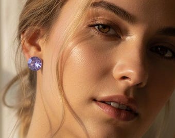 Lavender Opal Silver Stud Earrings Minimal Design