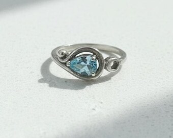 Blue Opal Artistic Silver Wire Ring