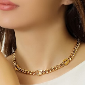 Persian Calligraphy H, HE Poem Molana Rumi Necklace Bracelte SET Golden Steel Fixed color THICK Chain Farsi Modern Typography AdrissaDesign