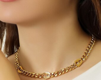 Golden Steel Persian Calligraphy 'H' Necklace, Rumi Poem, Modern Typography