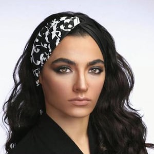 Persian Art Wave Soft 100% Cotton HEADBAND Poem Molana Lightweight YELLOW Miniature HandMade Farsi Modern 3 STYLES All Season Dance Flower N