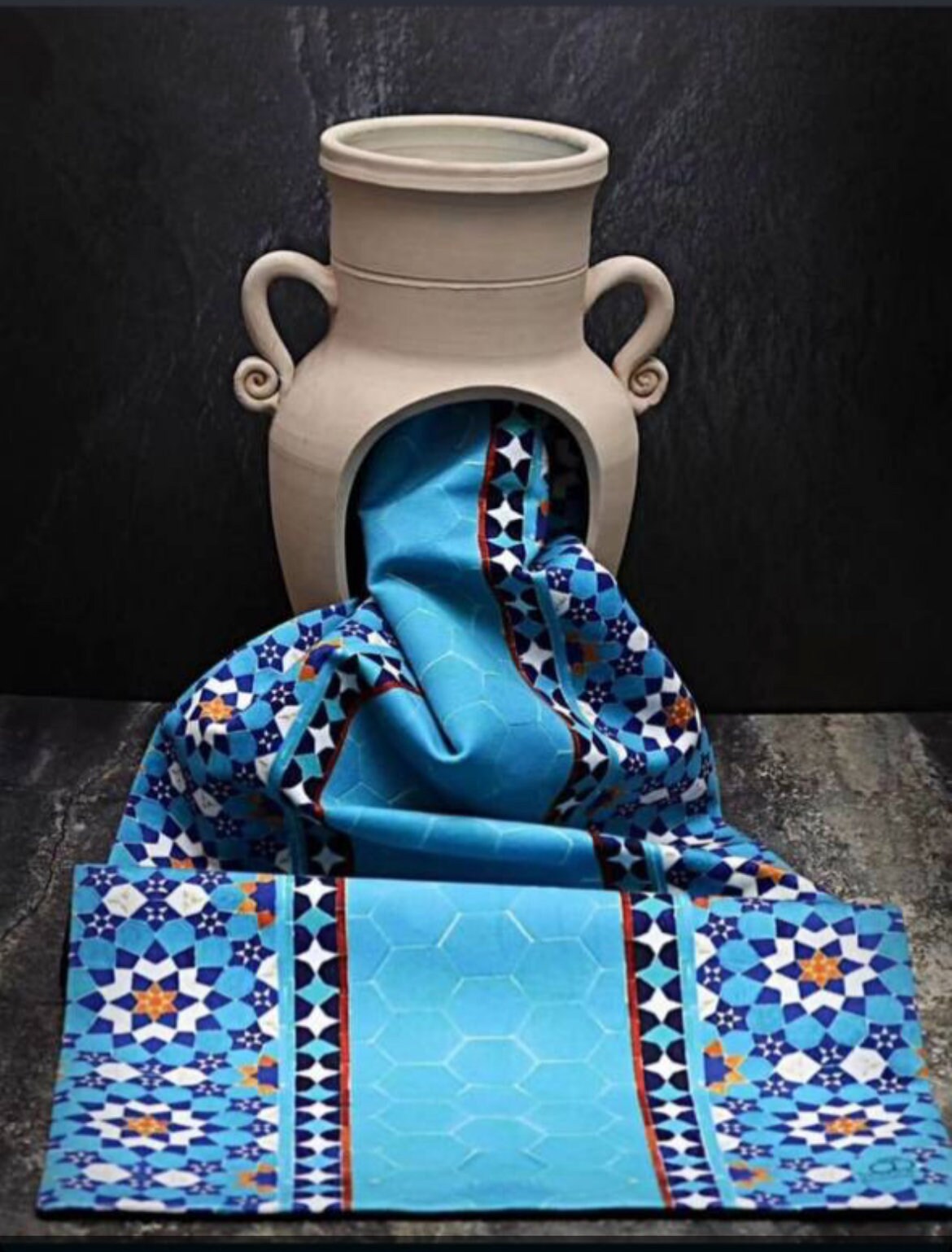 Persian Calligraphy Poem Molana Rumi Soft Farsi Tile Design Table Runner VELVET COTTON Blue Rectangle Miniature HandMade طرح ایرانی رانر