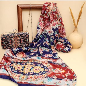 Persian Calligraphy Shah Molana Rumi Soft 100% Cotton Scarf Lightweight RUG Drawing Miniature HandMade Farsi Modern Shawl Wrap All Seasons