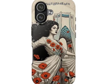 Woman with Poppies Art Phone Case | Persian Tower Illustration