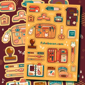 Kawaii Stationery Sticker Sheet - Japanese, Matte Vinyl
