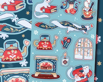 Cozy Wintry Ermine Sticker Sheet