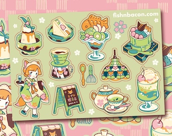 Kitsune Kissaten Japanese Cafe Sticker Sheet