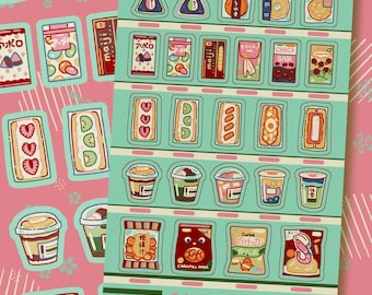 Japanese Konbini Convenience Store Food Sticker Sheet