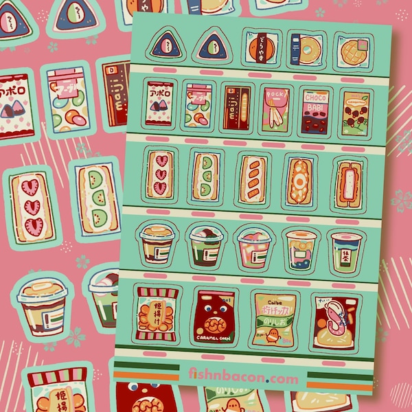 Japanese Konbini Convenience Store Food Sticker Sheet