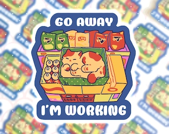 Bodega Cat Procrastination Go Away Funny Humor Vinyl Sticker