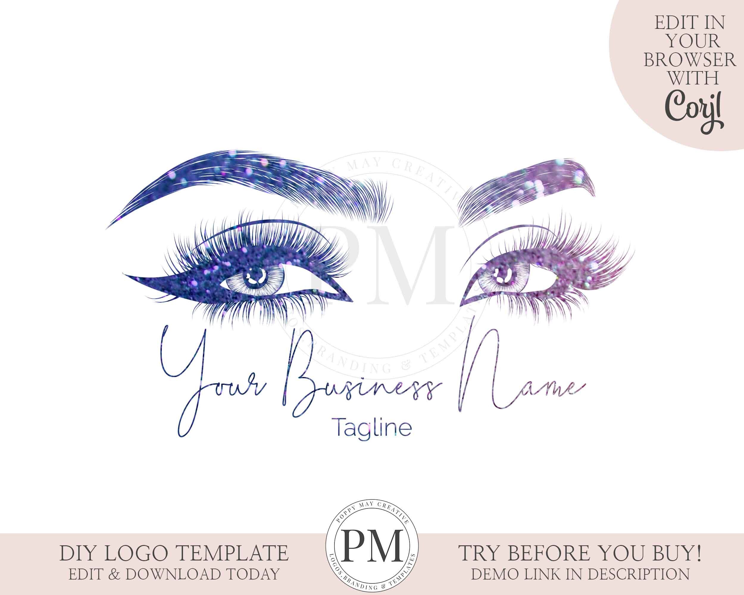 Lash Logo Design Glitter Eyelash Logo Eyelash Logo Design Etsy