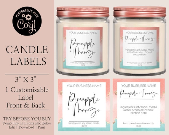 candle label template candle label printable candle label etsy
