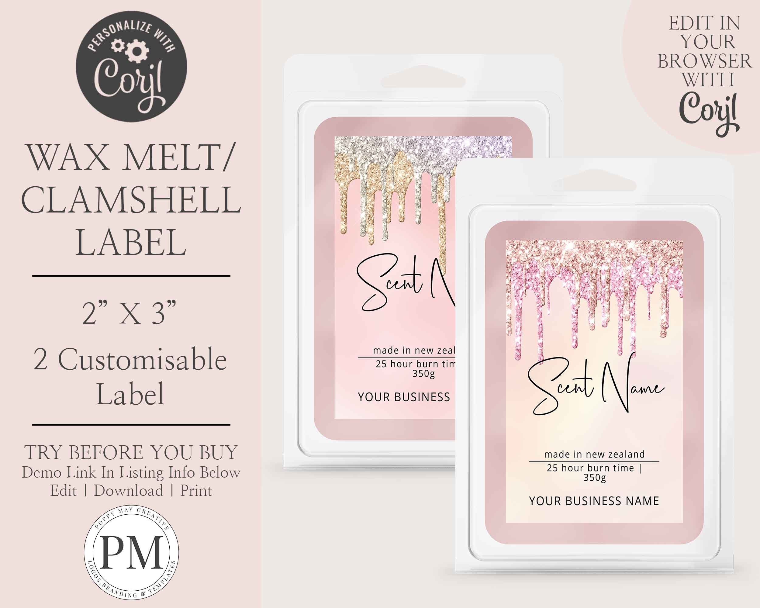 Wax Melt Label Wax Melt Template Editable Label Custom Etsy