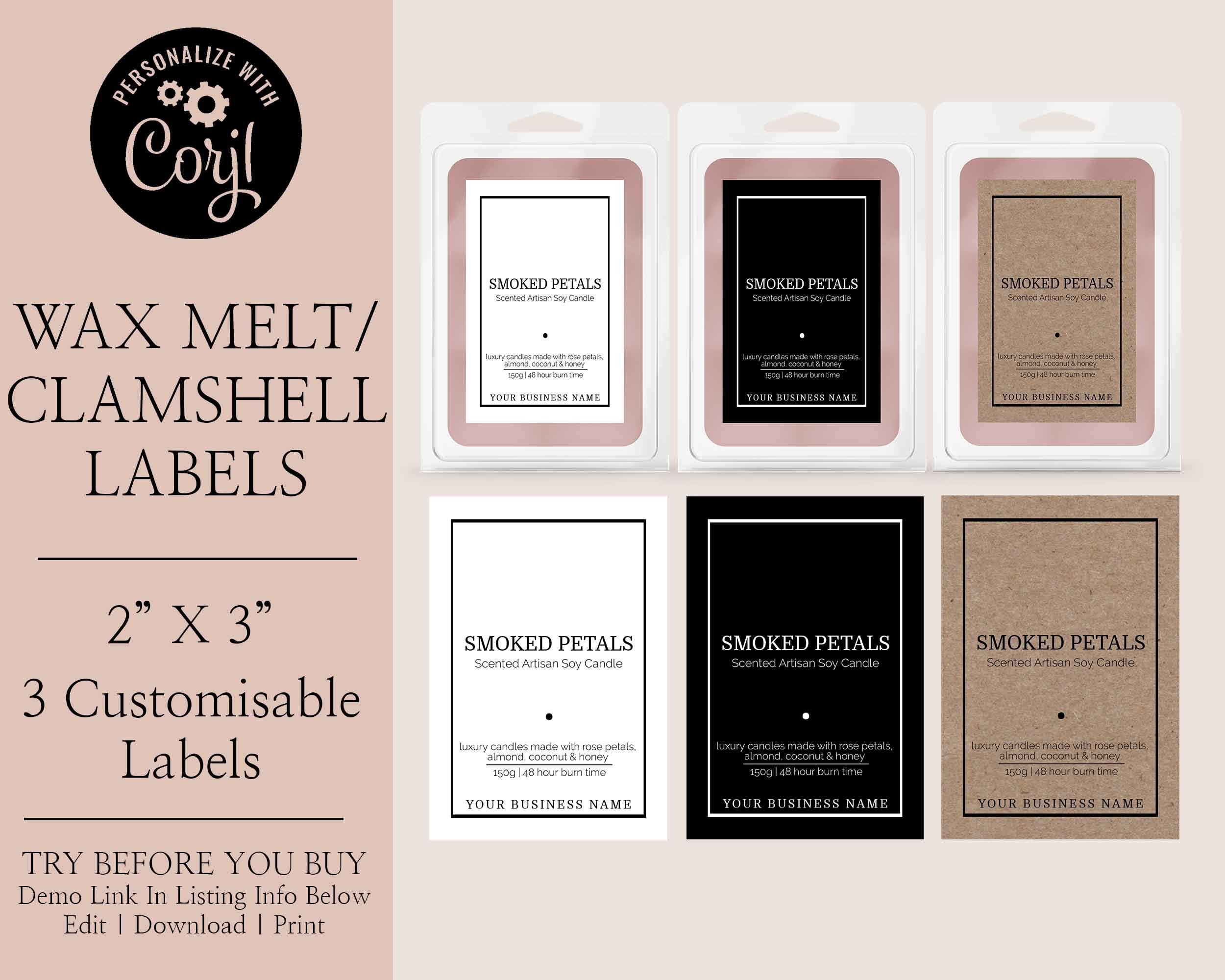 Wax Melt Label Template Wax Melts DIY Product Label Editable Etsy