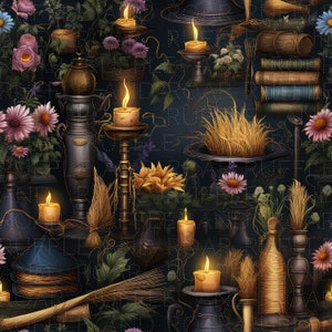 Magic Spells Floral Seamless Pattern