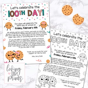 Volante editable del día 100 de clases, carta para padres del día 100 de clases, 100 días de clases, fiesta del día 100, día 100, día 100 de clases