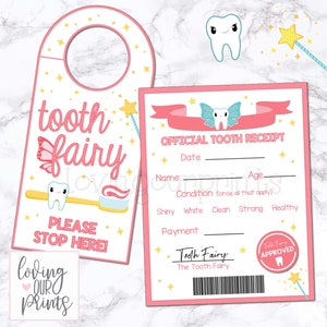 Lost Tooth Record, Tooth Fairy, Tooth Fairy Reçu, Tooth Fairy Door Hanger, Tooth Fairy Record, Lost Tooth imprimable, Tooth Fairy Printabl