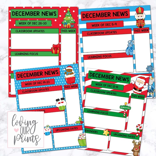 Editable December Newsletter Template, December Newsletter, Christmas Newsletter Template, Editable Teacher Newsletter, Classroom Newsletter