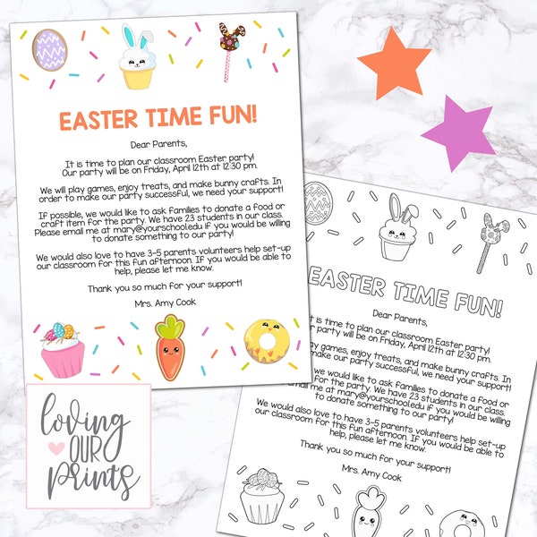 Class Easter Party, Easter Class Party, Editable Letter to Parents, Easter Class Flyer, Classroom Easter Party, School Easter Party