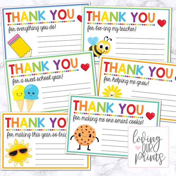 Teacher Appreciation Notes Bundle, Teacher Appreciation Note, Teacher Appreciation Thank you cards, Teacher Appreciation Thank You