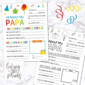 Alles over mijn papa, alles over mijn papa afdrukbaar, papa verjaardagskaart, verjaardagscadeau voor papa, papa geschenken, papa geschenken van kleinkinderen
