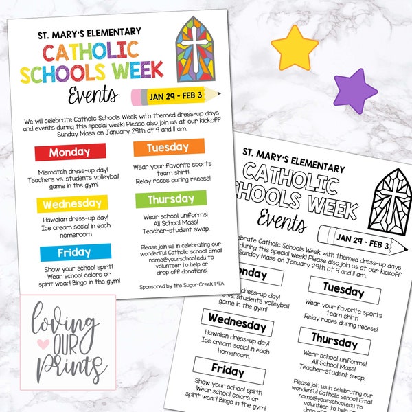 Catholic Schools Week, Catholic Schools Week Flyer, Editable Template, Editable Event Flyer, Catholic Schools Week Open House