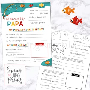 Papa Fathers Day Gifts, Papa Fathers Day Printable, All About My Papa, Papa Fathers Day Card, Papa Father's Day Questionnaire