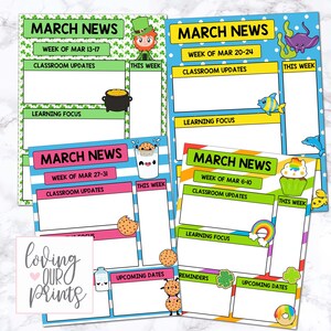 Editable March Newsletter Template March Newsletter for Teacher