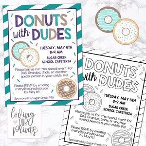 Donuts with Dudes, Editable Donuts with Dudes Invitation, Donuts with Dudes Invite, Donuts with Dudes Invitation, Donuts with Dad Invite