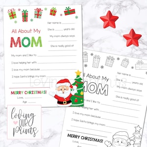 Cartão de Natal para mamãe, cartão de Natal para pais de crianças, presente de Natal para mamãe, tudo sobre minha mãe, cartão de Natal para mamãe para impressão