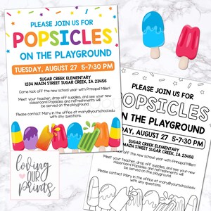Popsicles on the Playground, Editable Popsicles on the Playground Flyer, Editable School Flyer, Back to School Night, Meet the Teacher