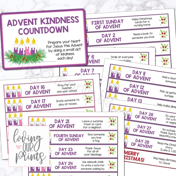 Advent Countdown Calendar, Advent Kindness Calendar, Advent Countdown Chain, Editable Advent Calendar, Printable Advent Calendar for Kids