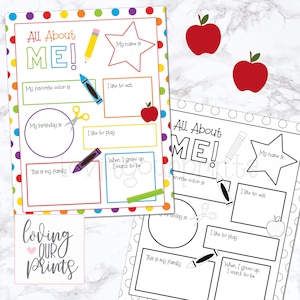 Back to School Interview, First Day of School Printable, All About Me Printable, All About Me Worksheet, Back to School Questionnaire