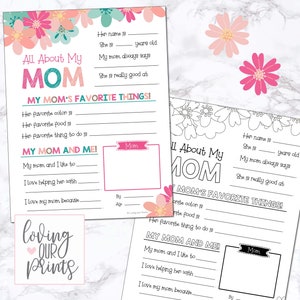 All About Mom, Mothers Day Gift, All About My Mom Printable, Mothers Day Printable, Mothers Day Questionnaire Preschool