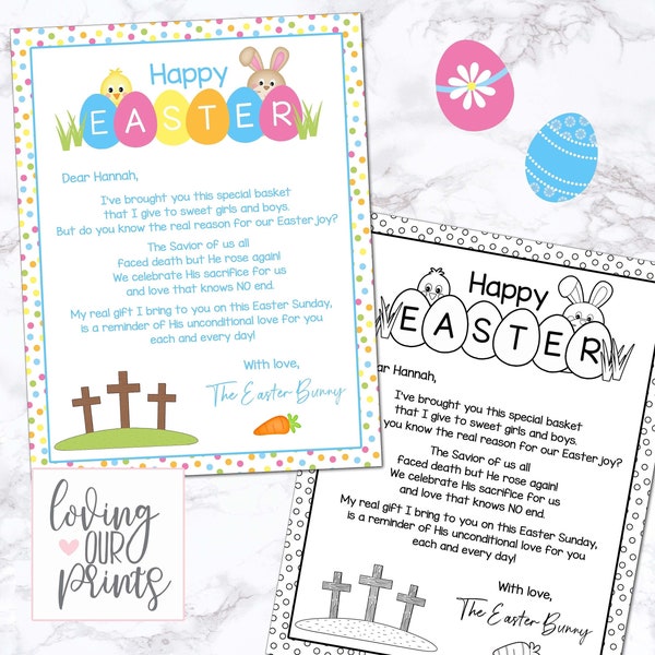Easter Bunny Letter, Editable Easter Bunny Letter, Christian Easter Printables, Christian Easter, Easter Christian, Easter Religious