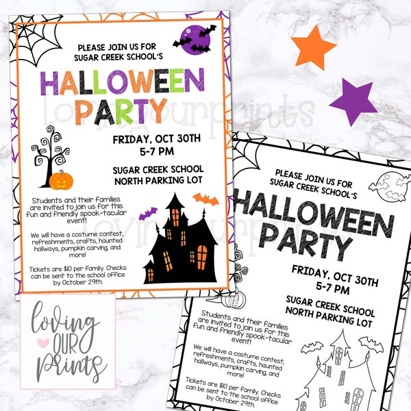 Editable Halloween Party Invite, Halloween Party Invitations, School Halloween Party Flyer, Editable Halloween Invitation, Halloween Invite