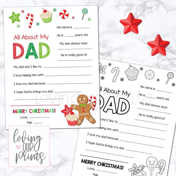 Christmas Card for Dad, Christmas Card for Dad from Kids, All About My Dad, Christmas gift for Dad, Card for Dad Christmas, Dad Christmas