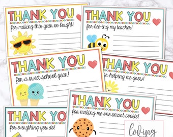 Teacher Appreciation Thank You Note, Teacher Appreciation Notes Bundle, Student Teacher Thank You, Thank You Teacher Template